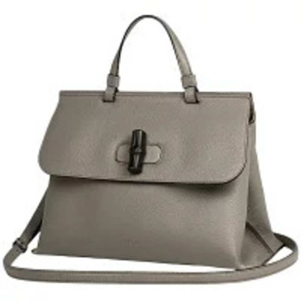 Gucci Bamboo Daily 2way Shoulder Bag Leather Greige